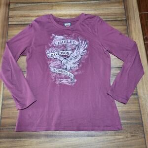 Harley Davidson LS Maroon Tee w/ Bling "Stafford, TX" - Size Large*